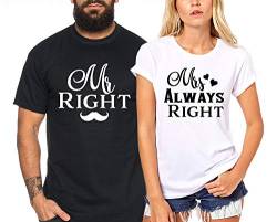 Mr Mrs Right - Partner-T-Shirt Damen und Herren - 2 Stück - Couple-Shirt Geschenk Set für Verliebte - Partner-Geschenke - Bestes Geburtstagsgeschenk - Partnerlook von Sambosa