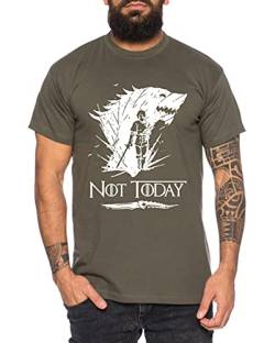 Not Today II - Herren T-Shirt Targaryen Thrones Game of stark Lannister Baratheon Daenerys Khaleesi tv blu-ray DVD, Größe:XL, Farbe:Khaki von Sambosa