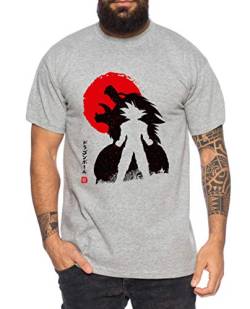 Ozaru Moon - Herren T-Shirt Son Ruffy Luffy Naruto Saitama One Dragon Master Goku Ball Vegeta Turtle Roshi Piece Golds Db, Farbe:Dunkelgrau Meliert, Größe:M von Sambosa