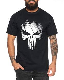Punish - Herren T-Shirt Jon Bernthal Skull Logo Comics, Farbe:Schwarz, Größe:XL von Sambosa