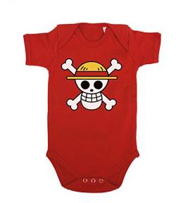 Ruffy Straw Hat Logo Baby Strampler Body Luffy Ruffy One Monkey Anime Piece Zoro, Farbe:Rot;Größe:68 von Sambosa