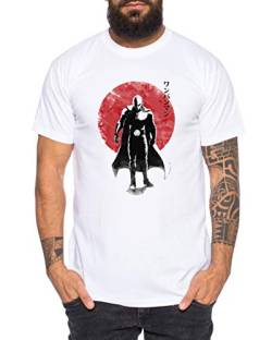 Saitama Sun - Herren T-Shirt Son Ruffy Luffy Saitama One Dragon Goku Ball Vegeta Punch Man Piece, Größe:M, Farbe:Weiß von Sambosa