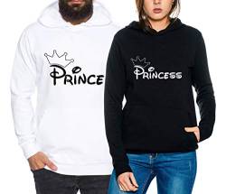 Sambosa Line King Queen Partner Look Pärchen Valentinstag Hoodie, Größe:L, Partner Hoodies:Herren Hoodie Weiß von Sambosa