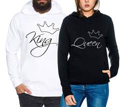 Sambosa Line King Queen Partner Look Pärchen Valentinstag Hoodie, Größe:XXL, Partner Hoodies:Herren Hoodie Schwarz von Sambosa