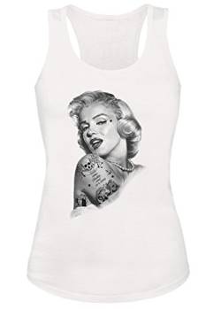 Sambosa Marilyn Damen Tank Top Monroe Hollywood Tattoo, Farbe:Weiß;Größe:XL von Sambosa
