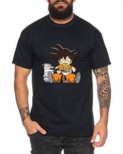 Son Eat - Herren T-Shirt Son Ruffy Luffy Naruto Saitama One Dragon Master Goku Ball Vegeta Turtle Roshi Piece Golds Db, Farbe:Schwarz, Größe:4XL von Sambosa