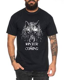 Winter Wolf - Herren T-Shirt Targaryen Thrones Game of stark Lannister Baratheon Daenerys Khaleesi tv blu-ray DVD, Farbe:Schwarz, Größe:4XL von Sambosa