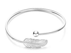 925 Silber Armband für Damen Öffnen Frauen Armbänder Silber Charm Armreif Zubehör für Mädchen Frauen Feder Geschenke von Samine