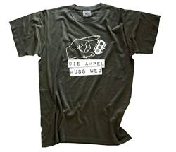 Die Ampel muss Weg T-Shirt Olive L Klassisch Kurzarm Rundhals von Sammys Shirt Store