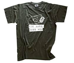 Die Ampel muss Weg T-Shirt Olive XXL Klassisch Kurzarm Rundhals von Sammys Shirt Store
