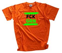 FCK GRN Fu_k Grün Grüne T-Shirt Orange L Klassisch Rundhals Kurzarm von Sammys Shirt Store