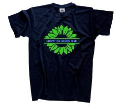 Stoppt die grüne Pest II T-Shirt Navy M Klassisch Kurzarm Rundhals von Sammys Shirt Store