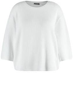 Samoon Damen 3/4 Arm Pullover aus Struktur-Strick 3/4 Arm, überschnittene Schultern unifarben White 46 von Samoon