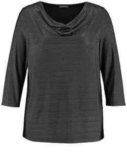 Samoon Damen 3/4 Arm Shirt mit Glanzeffekt 3/4 Arm unifarben Black 44 von Samoon