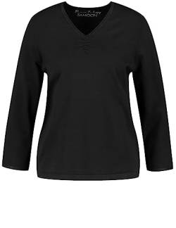 Samoon Damen Basic Pullover mit V-Ausschnitt Langarm unifarben Black 42 von Samoon
