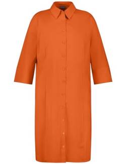 Samoon Damen Blusenkleid mit 3/4 Arm und Taschen 3/4 Arm unifarben knieumspielend Happy Orange 48 von Samoon