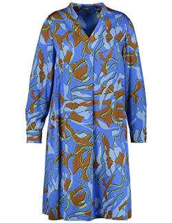 Samoon Damen Blusenkleid mit Print Langarm, Manschetten Gemustert knieumspielend Blue Bonnet Gemustert 44 von Samoon