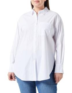 Samoon Damen Klassische Longbluse aus Baumwoll-Stretch Langarm, Manschetten unifarben White 52 von Samoon