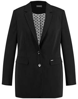 Samoon Damen Klassischer Blazer geschlitzte Ärmel, Langarm unifarben Black 44 von Samoon