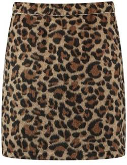 Samoon Damen Minirock mit Leo-Dessin Animal-Print kurz Rustic Oak Gemustert 46 von Samoon