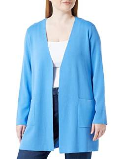 Samoon Damen Offene Strickjacke im Longstyle Langarm unifarben Blue Bonnet 44 von Samoon