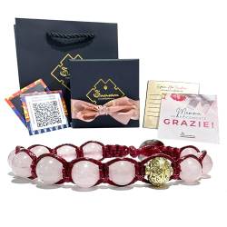 Samsara Armband zum Muttertag aus natürlichem Rosenquarz – verstellbar – Geschenkbox und Karten im Lieferumfang enthalten, Baumwolle von Samsara
