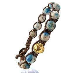 Samsara Tibetisches Buddhistisches Armband - Shamballa mit K2 Azurit - Ägyptischer heiliger Edelstein - Garn aus gewachster Baumwolle, K2 von Samsara