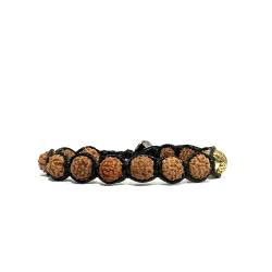 Samsara Tibetisches Buddhistisches Armband - Shamballa mit Rudraksha-Samen 8-9,5 mm Handgefertigt - Gewachstes Baumwollband (SCHWARZ) von Samsara