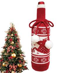 Samuliy Weihnachtspullover für Weinflaschen, weicher Weinflaschenschutz, handgefertigt, Weihnachtsmann, Rentier, Schneemann, Weinflaschenabdeckung für Weihnachtsfeier und Zuhause, Elch, 1 von Samuliy