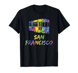 San Francisco Art Bunte Regenbogen San Francisco Seilbahn T-Shirt von San Francisco Design Studio California Gifts