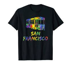 San Francisco Art Bunte Regenbogen San Francisco Seilbahn T-Shirt von San Francisco Design Studio California Gifts