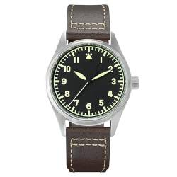 San Martin Automatik Herren Saphirglas YN55 Uhrwerk 20ATM Lederband mechanische Uhr für Herren, Zifferblatt C, Armband von San Martin