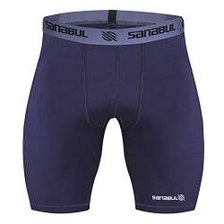 Sanabul Herren Kompressions-Basisschicht-Workout-Shorts, atmungsaktive Strumpfhose für Jiu Jitsu, MMA, Wrestling und Training, Navy Blue, Groß von Sanabul