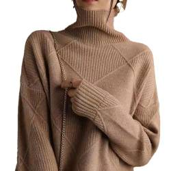 Sanctiond Kaschmir Pullover Damen Rollkragen, Cashmere Pullover Damen, Langärmliger Weicher Warmer Strickpullover Mit für Herbst und Winter (DE/NL/SE/PL, Alphanumerisch, S, Regular, Regular, Brown) von Sanctiond