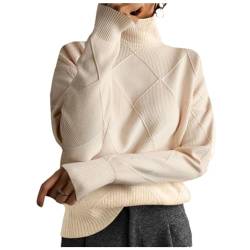 Sanctiond Kaschmir Pullover Damen Rollkragen, Cashmere Pullover Damen, Langärmliger Weicher Warmer Strickpullover Mit für Herbst und Winter (DE/NL/SE/PL, Alphanumerisch, XXL, Regular, Regular, Beige) von Sanctiond