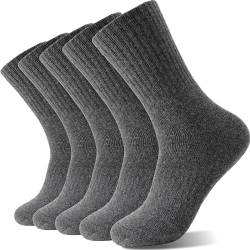 Damen Thermosocken Wollsocken Merino Warme Dicke Wolle Geschenke Socken Wandersocken Wintersocken Thermo für Damen 5 Paar (Grau) von Sandsuced