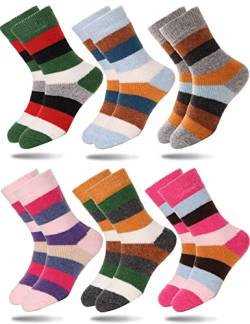 Kinder Wollsocken Warme Socken für Mädchen Jungen Wandersocken Merino Wintersocken Dicke Geschenke Kindersocken 6 Paar（Farben Mischen，4-7 Jahre） von Sandsuced