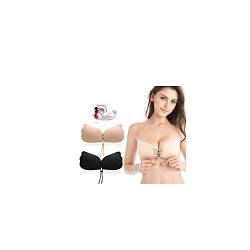 Sandy Skin Push Up Klebriger BH für Frauen, Unsichtbarer BH Rückenfrei Trägerloser BH Klebe BH Gratis Wiederverwendbare Nippel Abdeckungen (as3, Cup_Band, d) von Sandy Skin