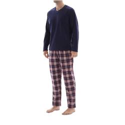 SaneShoppe Herren Pyjama-Set, Thermo-Fleece-Oberteil, 100% Baumwollflanell-Unterteile, atmungsaktiver Schlafanzug in Graublau, elastische Taille, 2 Seitentaschen - M von SaneShoppe