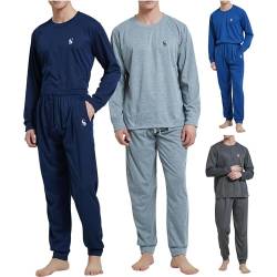 SaneShoppe Herren Pyjama Set Loungewear - Jogger Style mit Bündchen an den Ärmeln, elastische Taille, Kordelzug, zwei Seitentaschen - Polyester - lange Ärmel - 4er Pack - L von SaneShoppe