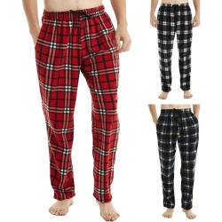 SaneShoppe Herren Thermo Fleece Pyjama Lounge Hose Winter Bottom - Warm, Komfortabel, Größen M bis 3XL, 3 Pack weiche Loungewear Kariert Flauschig 2 Taschen Kordelzug Pyjama Herren Schlafanzug Pj - XX von SaneShoppe