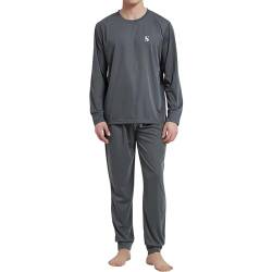 SaneShoppe Warme Polarfleece-Pyjama-Sets für Herren, Thermo-Loungewear (L, Grau) von SaneShoppe
