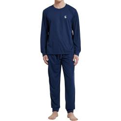 SaneShoppe Warme Polarfleece-Pyjama-Sets für Herren, Thermo-Loungewear (L, Marine) von SaneShoppe