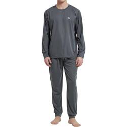 SaneShoppe Warme Polarfleece-Pyjama-Sets für Herren, Thermo-Loungewear (XXL, Grau) von SaneShoppe