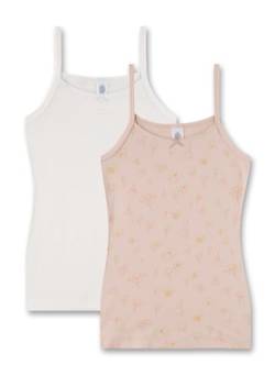 Mädchen-Unterhemd (Doppelpack) Lila | Hochwertiges und nachhaltiges Unterhemd für Mädchen aus Bio-Baumwolle. Unterhemd mit Spaghettiträgern und Blumenprint | Inhalt: 2er Set Unterwäsche für Mädchen von Sanetta