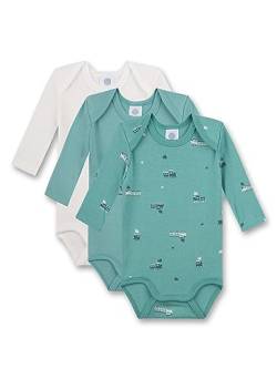 Sanetta Baby-Jungen 324444 Body Langarm 3er Set, Green Aqua, 56 Pack von Sanetta