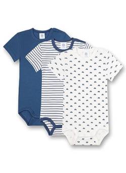 Sanetta Body Kurzarm (Dreierpack) Blau Ringel und Weiß | Hochwertiger und nachhaltiger Body für Jungen aus Bio-Baumwolle. Inhalt: 3er Set Baby Body 056 von Sanetta