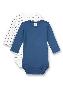 Sanetta Body Langarm (Doppelpack) Weiß und Blau | Hochwertiger und nachhaltiger Body für Jungen aus Bio-Baumwolle. Inhalt: 2er Set Baby Body 092 von Sanetta