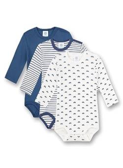 Sanetta Body Langarm (Dreierpack) Blau Ringel und Weiß | Hochwertiger und nachhaltiger Body für Jungen aus Bio-Baumwolle. Inhalt: 3er Set Baby Body 098 von Sanetta