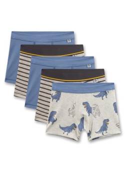 Sanetta Jungen-Hipshorts (5er-Pack) Beige & Blau | Hochwertige und nachhaltige Unterhose für Jungen aus Bio-Baumwolle. Inhalt: 5er Set Unterwäsche für Jungen 104 von Sanetta
